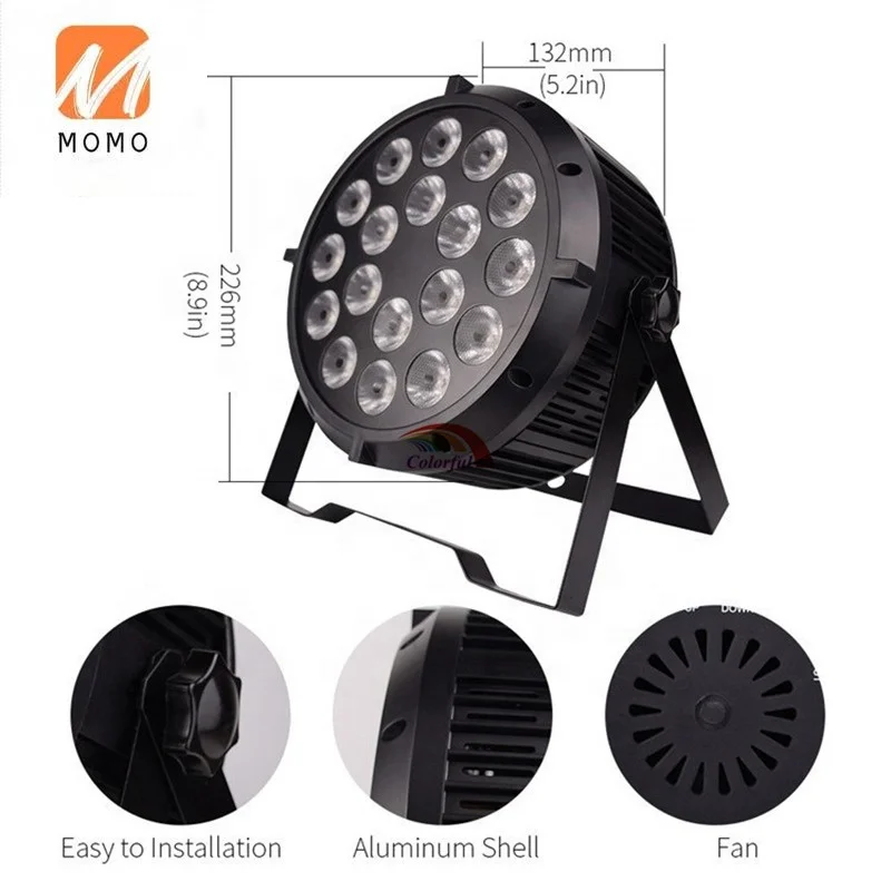 

Stage DMX512 Control Stage Lighting Wash 18*8W RGBW 4 IN 1 led flat par light for wedding party