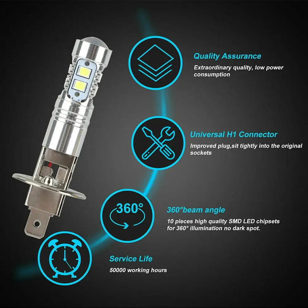 2 шт. H1 H3 со светодиодными кристаллами для автомобиля светодиодный мини фара ламп