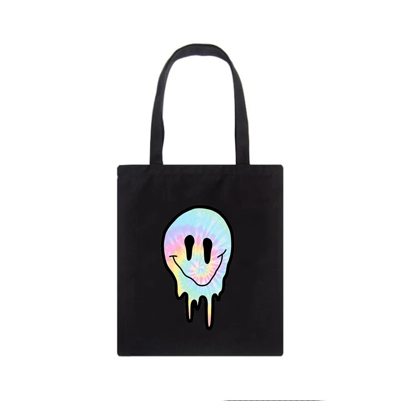 

Gothic Smile Women Bags Large Capacity Cartoon Hip Hop Shopping Bag Canvas Bag Funny Women's Shoulder Bags Vogue Women Bags