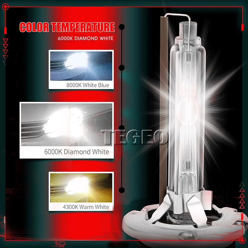 TEGEO 2 шт. оригинальные лампы 35 Вт D2S ксеноновая HID-лампа 6000K OEM 66240 66440 55W 8000K 5000K 4300K D4S -
