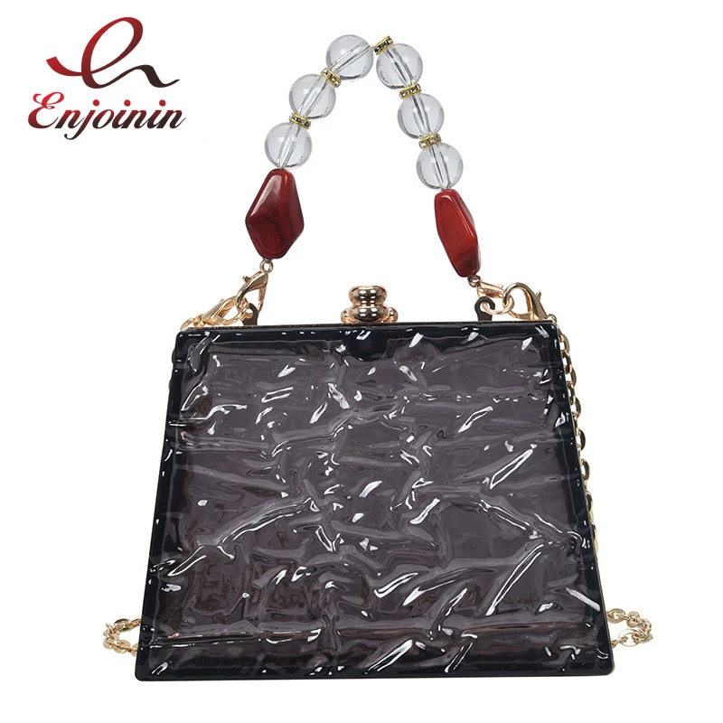

Acrylic Transparent Party Clutch Evening Bag for Women Fashion Purses and Handbags Shoulder Crossbody Chain Bag Beaded handle