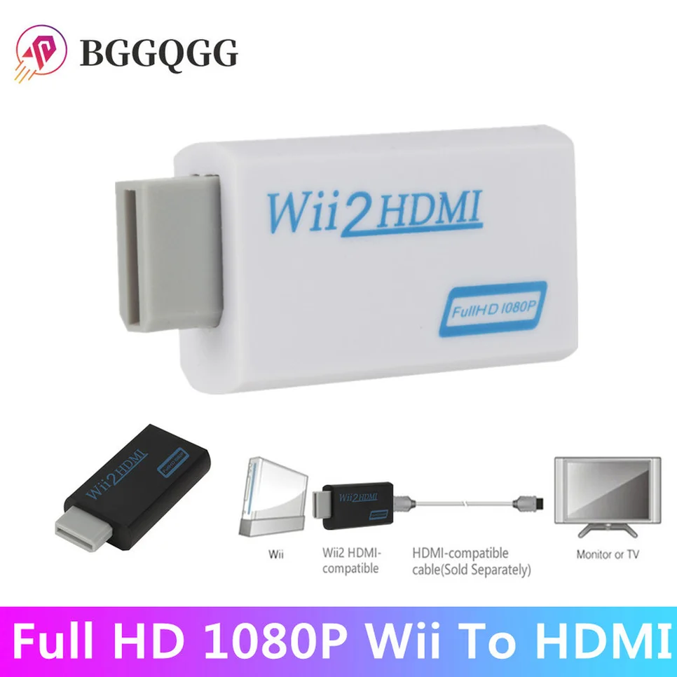 

BGGQGG HD 1080P Wii To HDMI-compatible Converter Adapter Full HD 720P 1080P 3.5mm Audio Video Cable For PC HDTV Display Monitor