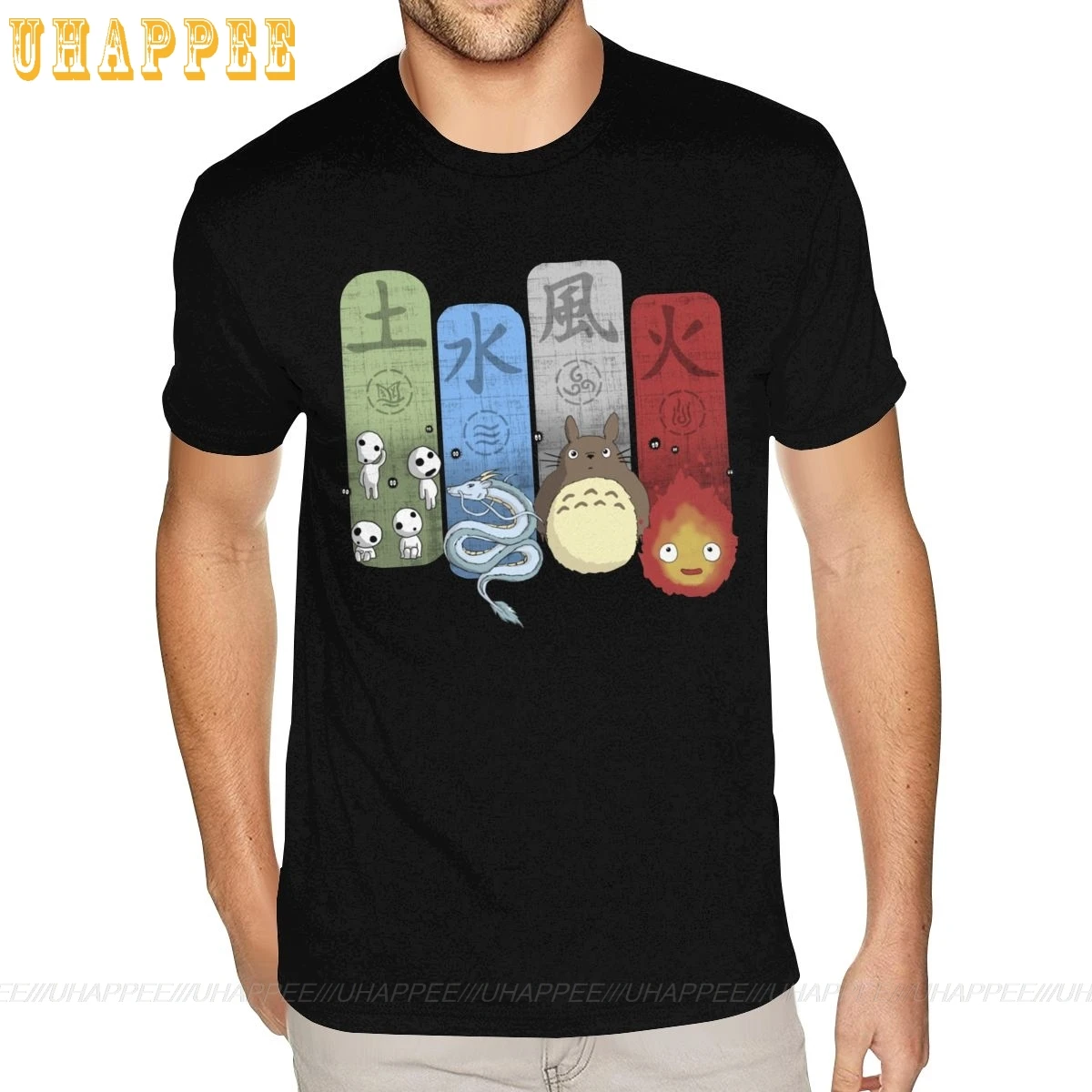 Elemental Charms Princess Mononoke Totoro Унесенные в спираль футболки Homme хип хоп летняя мужская