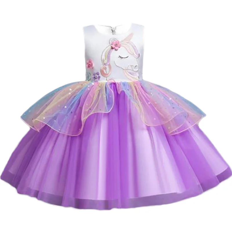 Baby Girls Rainbow Unicorn Flower Wedding Princess Party Tutu Dresses Children Kids Elegant Chirstmas Vestidos Costume Clothing | Детская