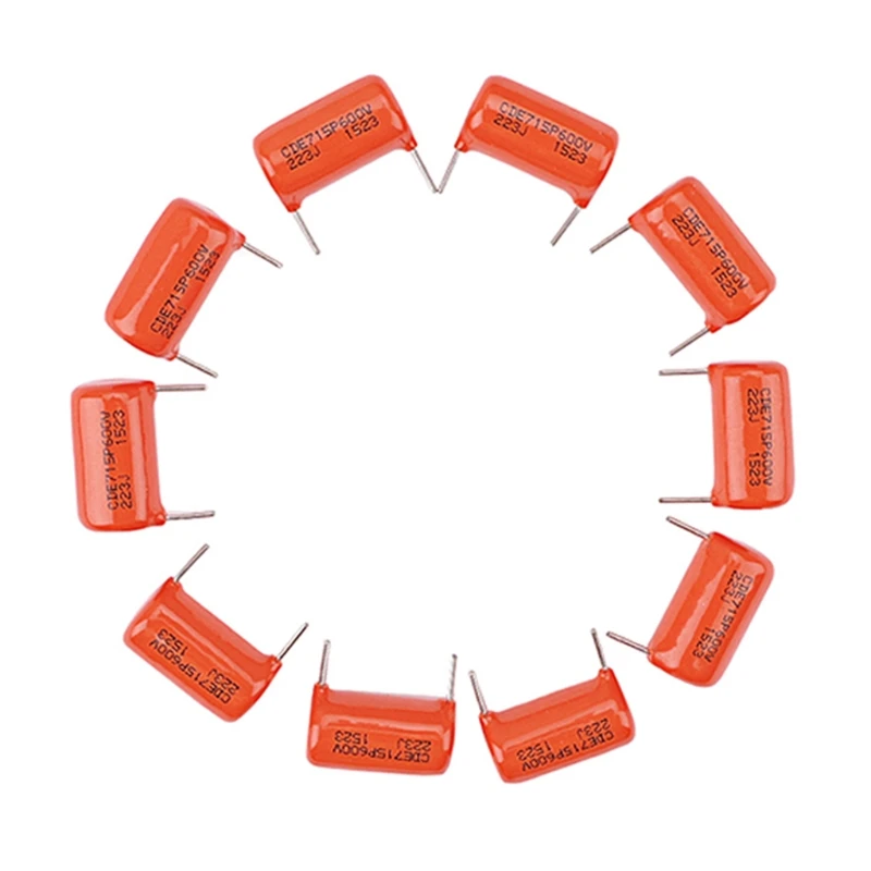 Set de 10 condensadores de tono de guitarra Sprague 022uf, 600v, 715P, color naranja