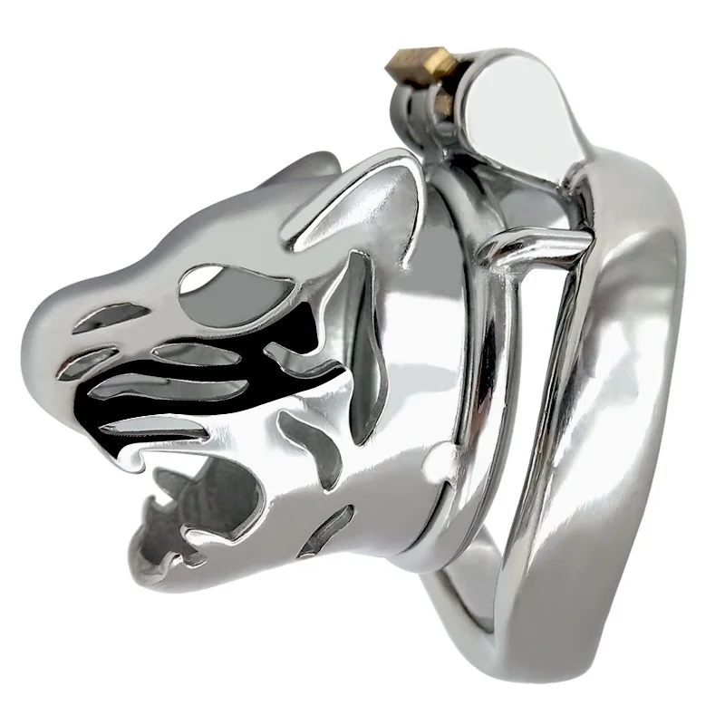 Stainless steel Tiger head short male Chastity cage metal penis lock ring ball stretcher BDSM bondage restraint sex toy for man | Красота и