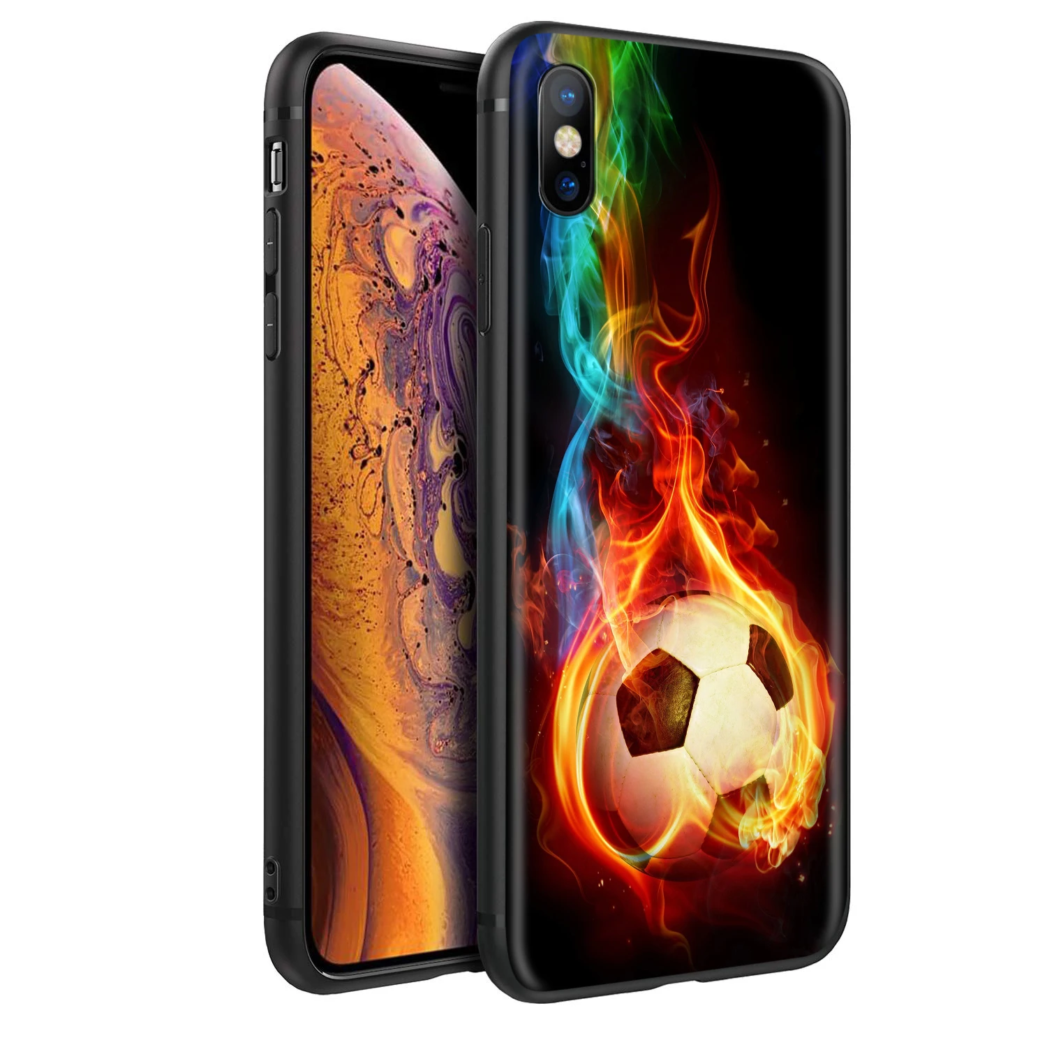 YIMAOC Fire Football Soccer Ball Silicone Soft Case for iPhone 12 Mini 11 Pro XS Max XR X 8 7 6 6S Plus 5 5S SE | Мобильные телефоны
