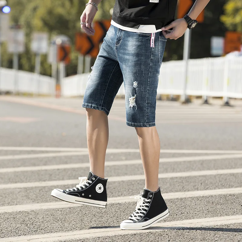 

Summer thin denim shorts men's Capris men's summer Capris youth trend Capris