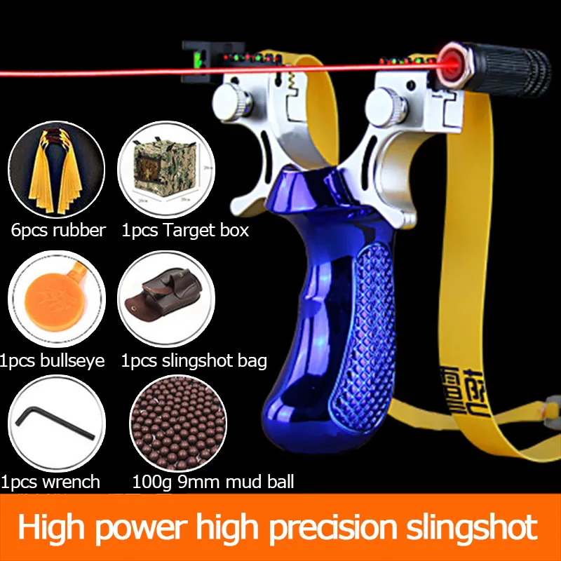 

Рогатка с лазерным прицеливанием, высокоточная охотничья катапульта с плоской резиновой лентой, набор стрел для игр на открытом воздухе
