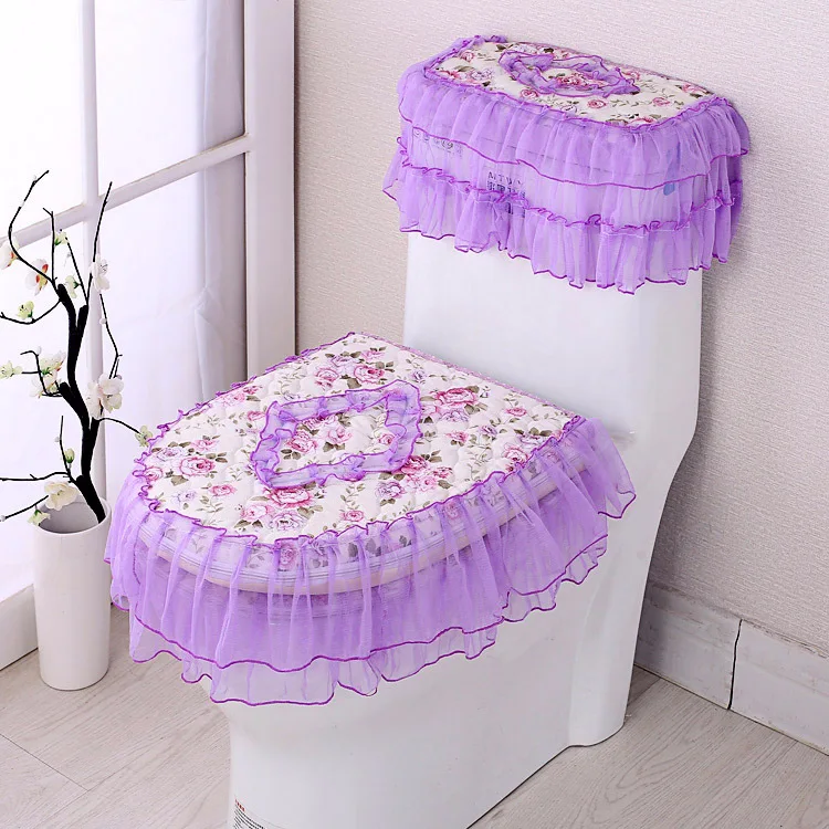 

3pcs/set toilet cushion thickened European-style fabric lace U-shaped toilet cushion