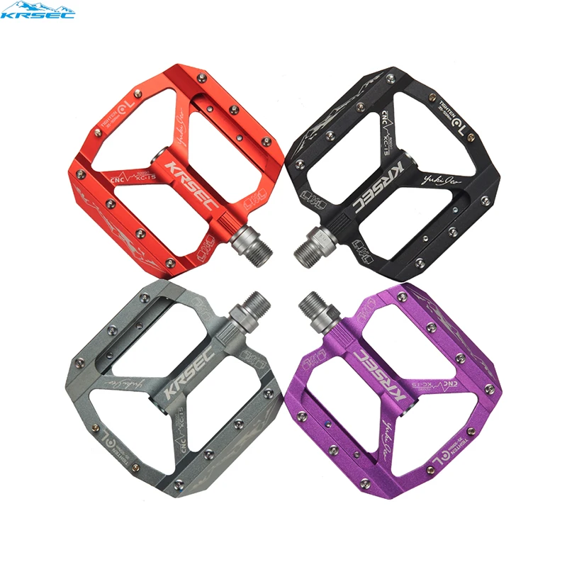 

KRSEC Bicycle Pedals CNC Alloy Non-slip Widened Waterproof Seal Bearing Mountain Bike MTB Cleats Pedal Bicycle Parts Accessories