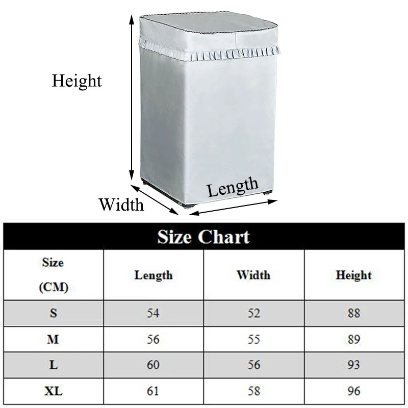 

1PC Home Washing Machine Cover Automatic Sunscreen Laundry Dryer Waterproof Protector Solid Color Soft Dust Proof Case