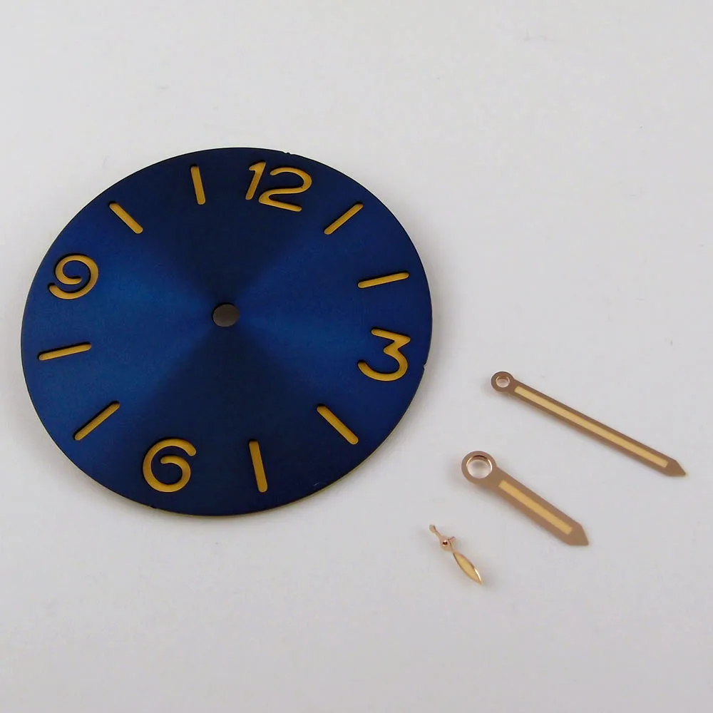 

38.5mm Watch Dial Spare Parts Fit For ETA 6497 6498 ST 3600 3620 Hand Winding Movement Metal Material Blue