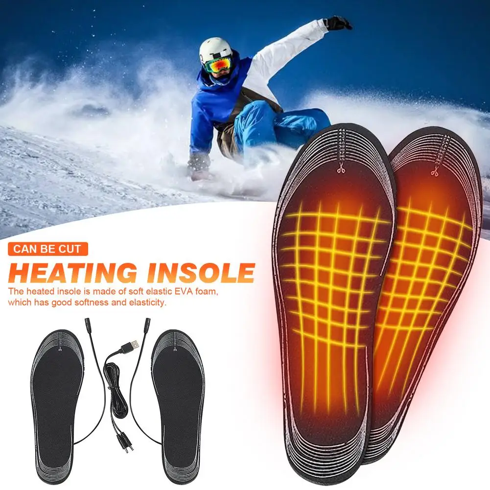 

1 Pair Heating Shoe Insoles Washable Multifunctional USB Electric Foot Warmer Unisex Size Can Be Cut