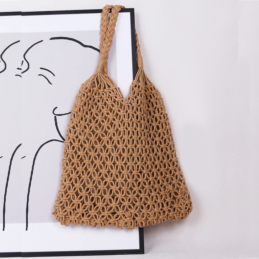 

2021 Summer Beach Straw Bags for Women Woven Hollow out Shoulder Shopper Bag Boho Lady Solid Color Large Capacity Tote Handbags