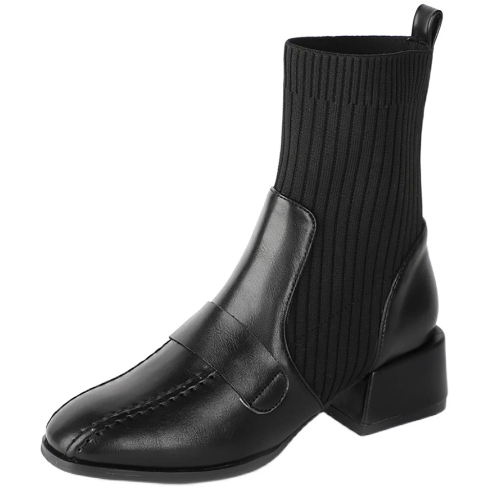 

Новинка 2022, зимние женские модные ботинки-носки, женская теплая обувь с бархатной подкладкой, женские нескользящие повседневные короткие б...