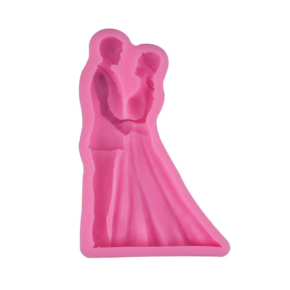 

Groom and bride wedding silicone mold Cake decoration insert mould Fondant chocolate mould