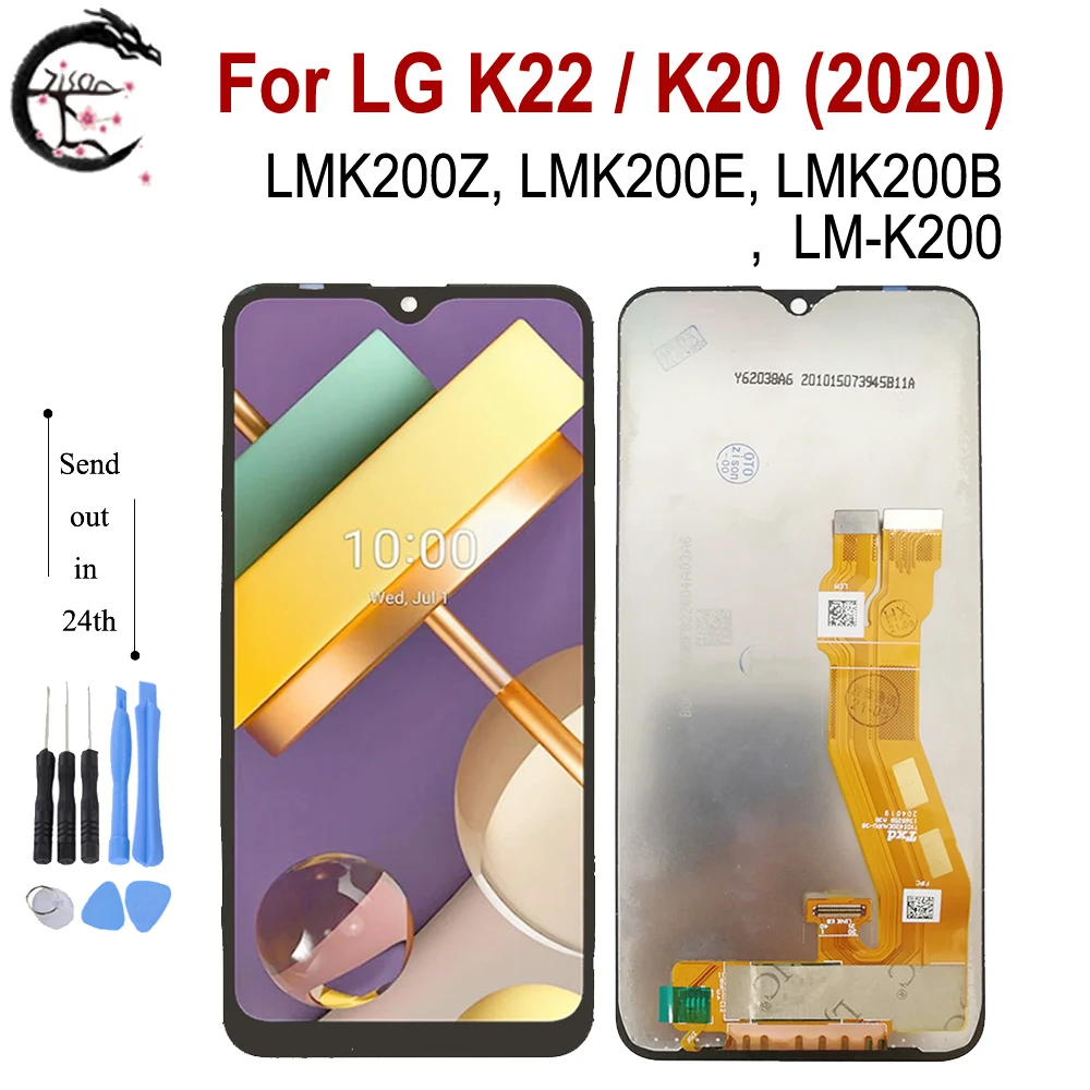 ЖК-дисплей с рамкой для LG K22 2020 K200, экран дисплея LMK200Z LMK200E LMK200B LM-K200, ЖК-дисплей с сенсорным дигитайзером в сборе, замена