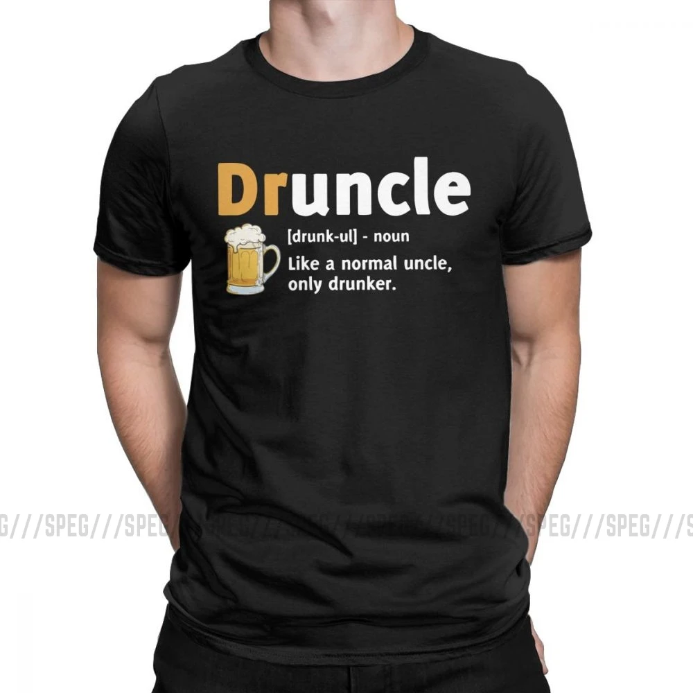 Druncle Drunkle Drunk Beer забавная футболка для мужчин с короткими рукавами, подарок для лучшего дяди, топы размера плюс, футболки, хлопковая футболка - Color: Black