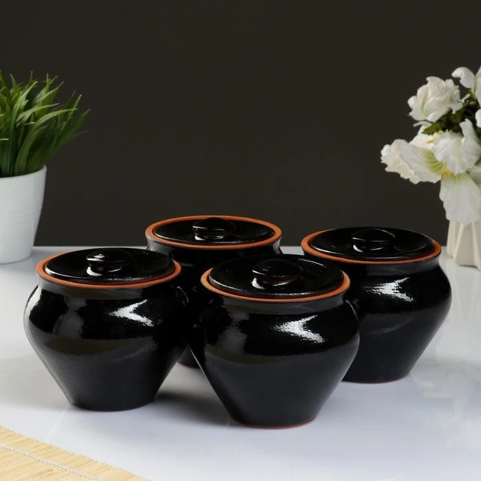 Набор &quotВятская керамика СВЧ&quot 4х0 5л черный янтарь 5156838 | Дом и сад