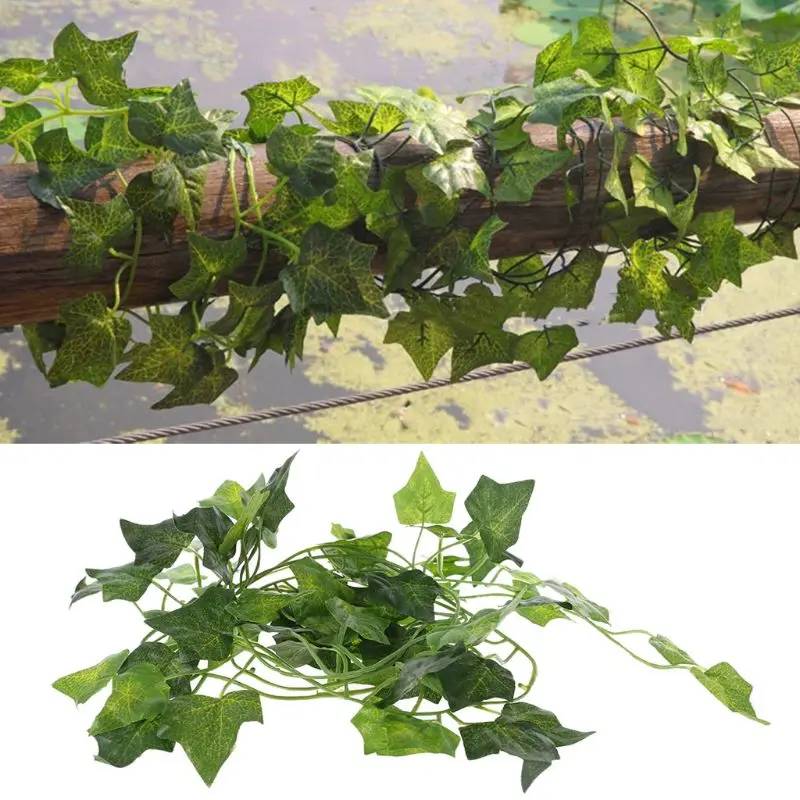 

G2AA Artificial Vine Reptile Lizards Terrarium Decoration Chameleons Climb Rest Plants Leaves