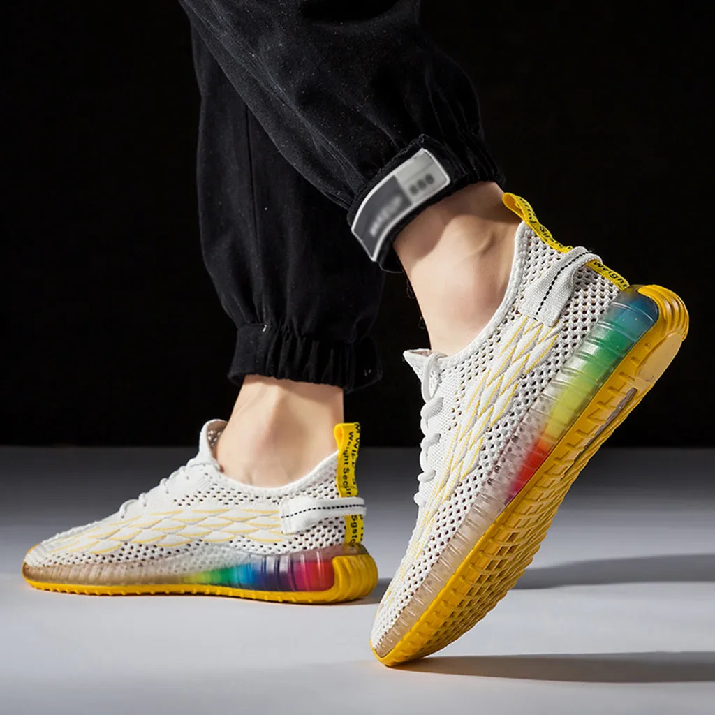 Женская обувь с радужной подошвой Кроссовки на плоской подошве вырезами в виде