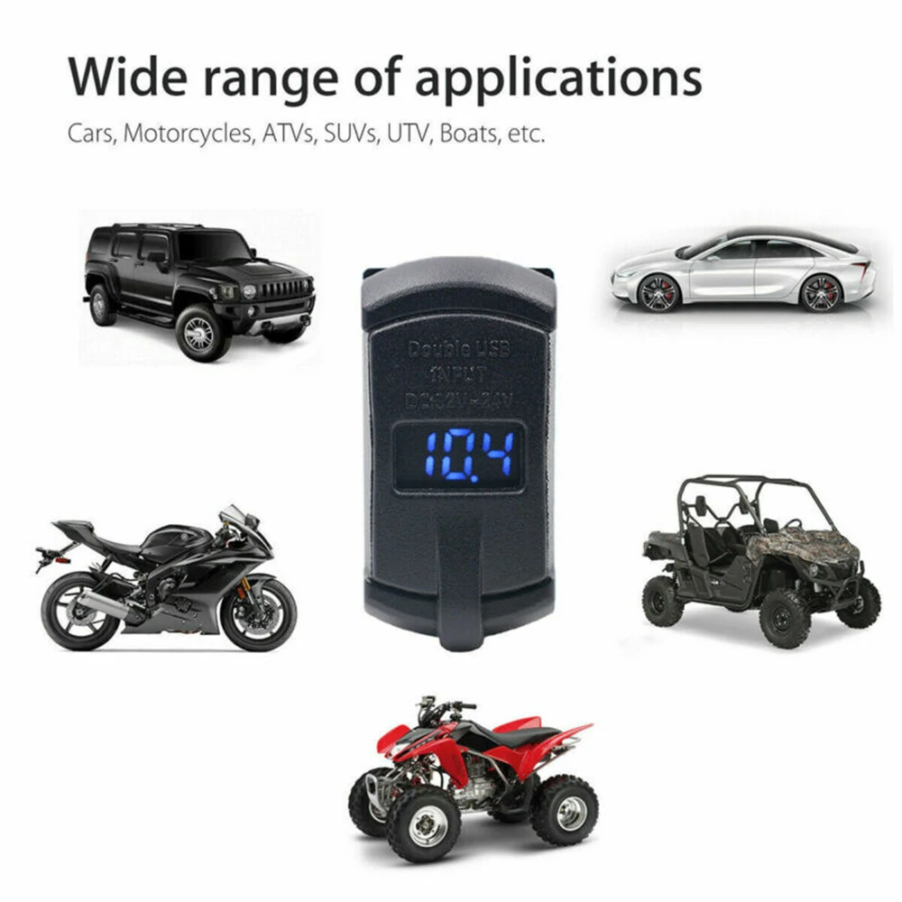 

Switch Digital & Cable Display Voltmeter Waterproof Dustproof Dual USB