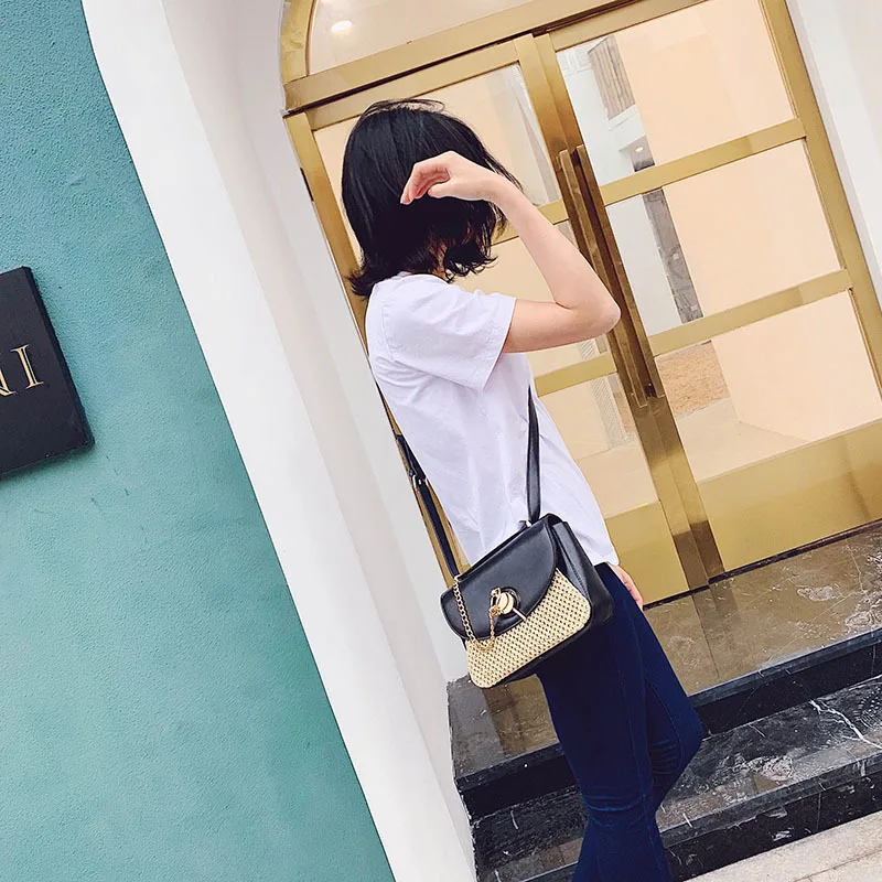 Ins/женская сумка новая тканая модная шикарная цветная на одно плечо в стиле ретро