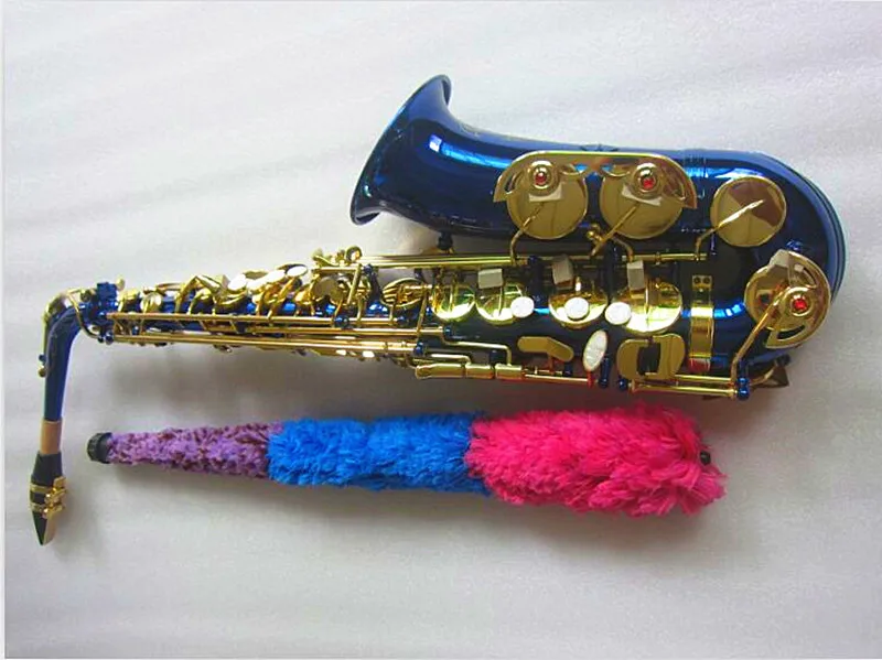 Новый высококачественный альт-саксофон с синим золотым ключом латунный