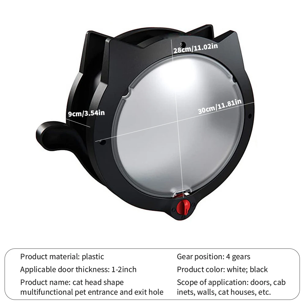 

2021 New Adjustable Small Round Cat Door With 4-Way Lock Pet Plastic Window Lockable Safe Gate For Dog Premium Quality Universal