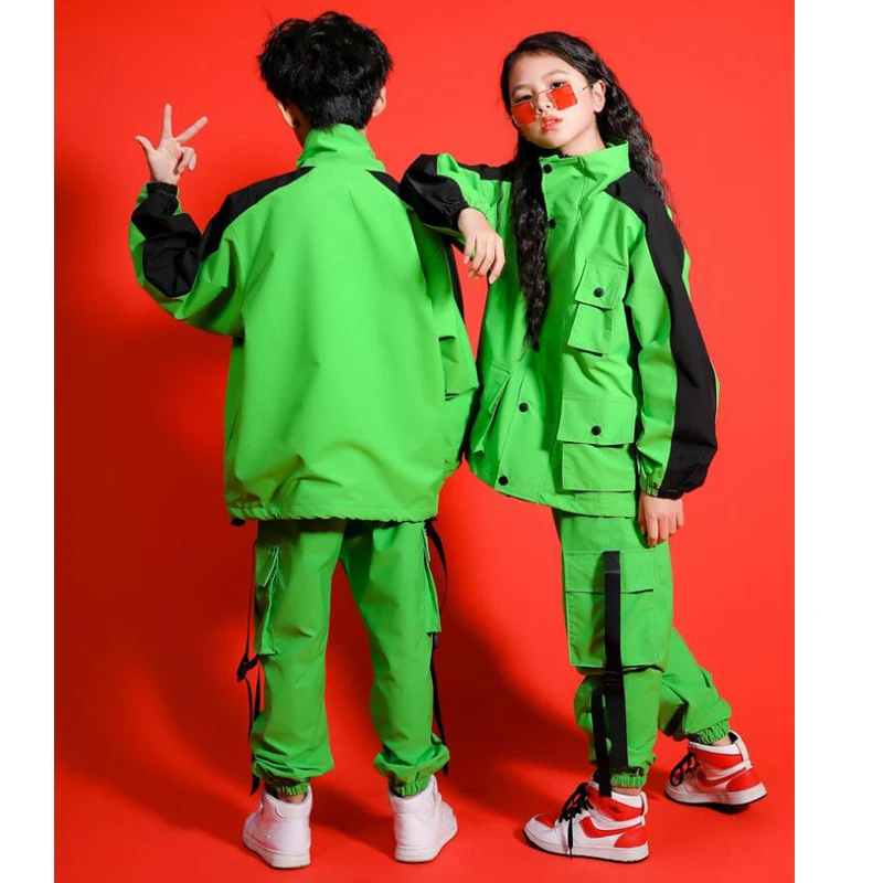 Детская одежда в стиле хип хоп зеленая повседневная куртка топы свободные брюки