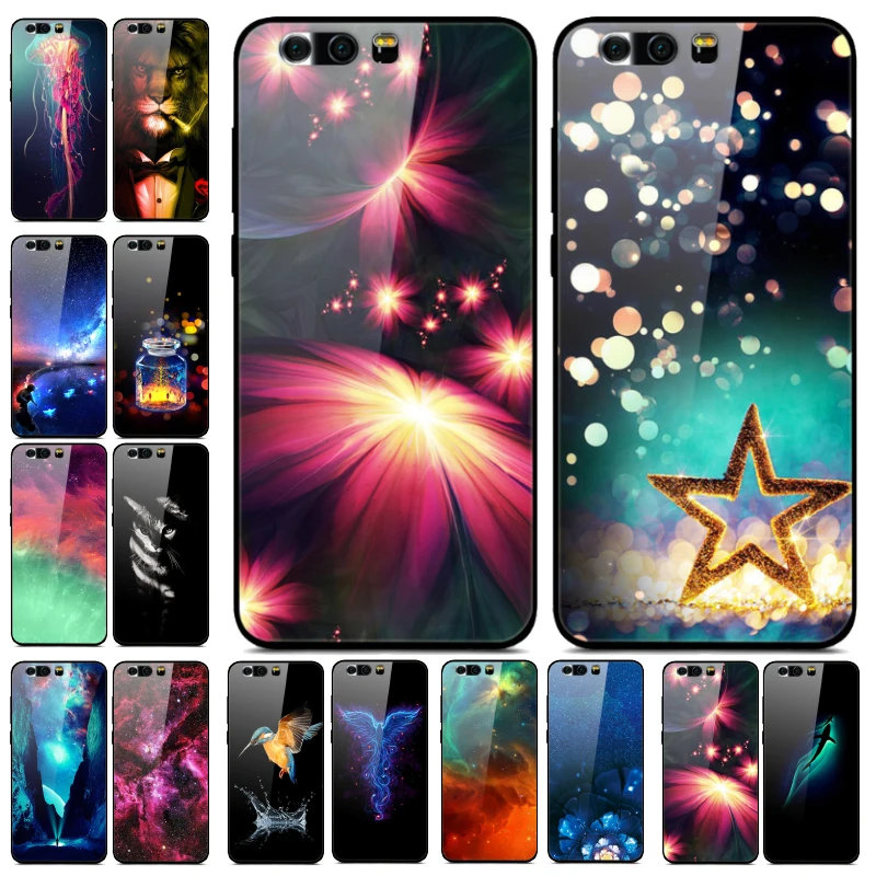 Чехол из закаленного стекла для Huawei Honor 9 чехлы телефонов мультяшный стеклянный