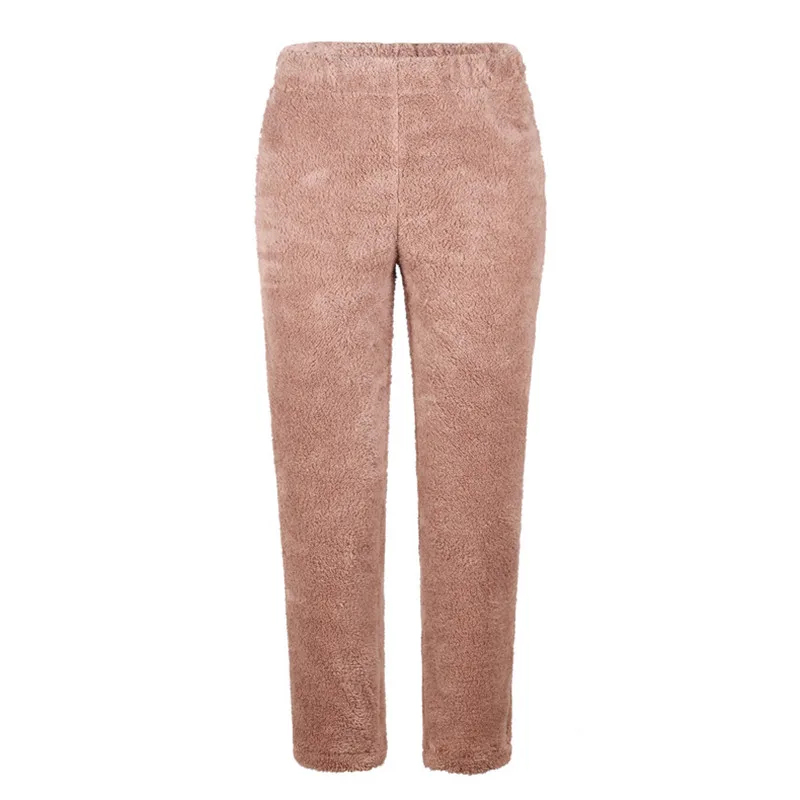 

European New winter women trousers solid color loose plush Female pants double-sided fleece warm pants M91