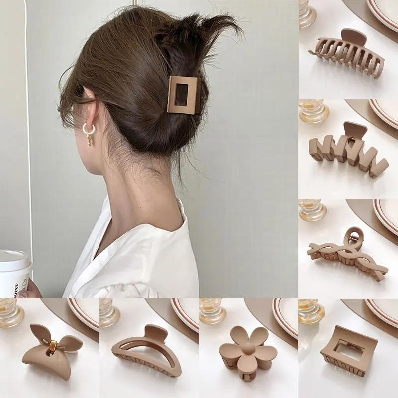 

Milk Tea Coffee Color Series Hair Claw Clip Acrylic Hair Claws Barrettes Girl's Back Big Hair Clip Shark Clip Hair Accessories