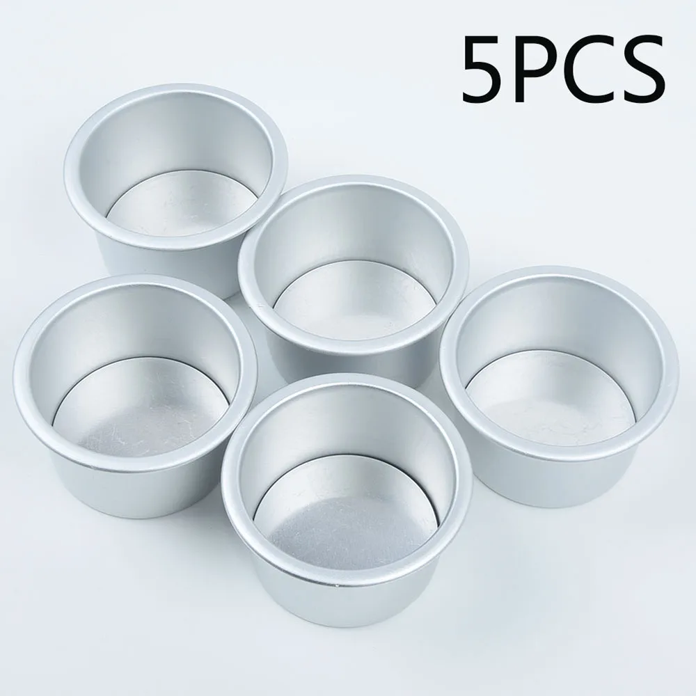 

5Pcs Cake Pan Round Mini Removable Bottom Baking Moulds Aluminum Alloy