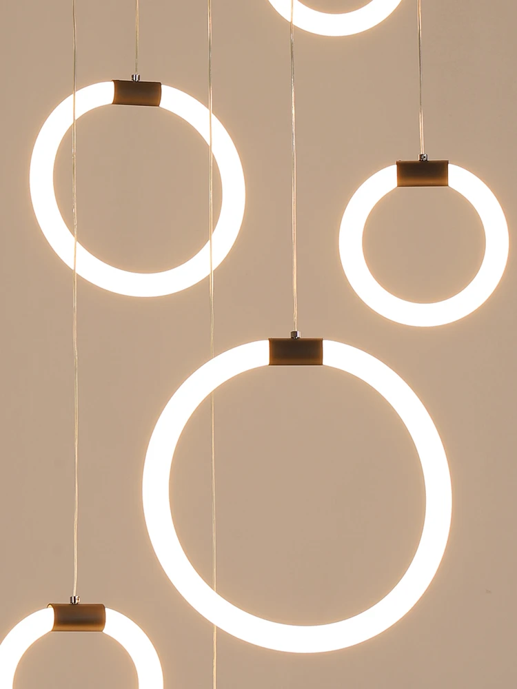 Online Dubleks Daire Oturma Odası LED Avize Spiral Merdiven Droplight Yemek Odası Tavan Asılı Işıklar Modern Kapalı ışık