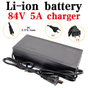 72v 5a lithium battery charger dc 5 52 1mm suitable for 20s 84v lithium ion battery ac 110 220v smart charger ueus plug free global shipping