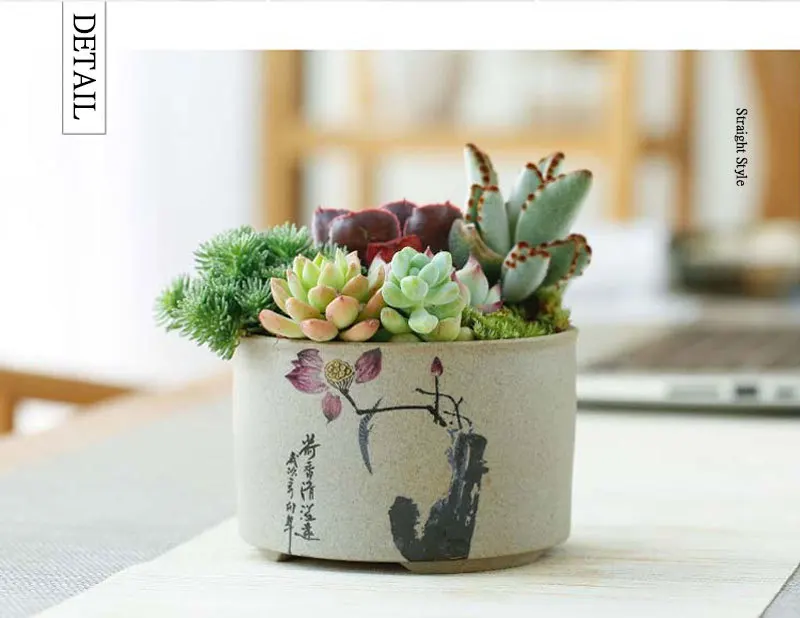 Китайский стиль горшки для суккулентов, керамический цветочный горшок для дома, настольная подставка для горшков, украшение дома