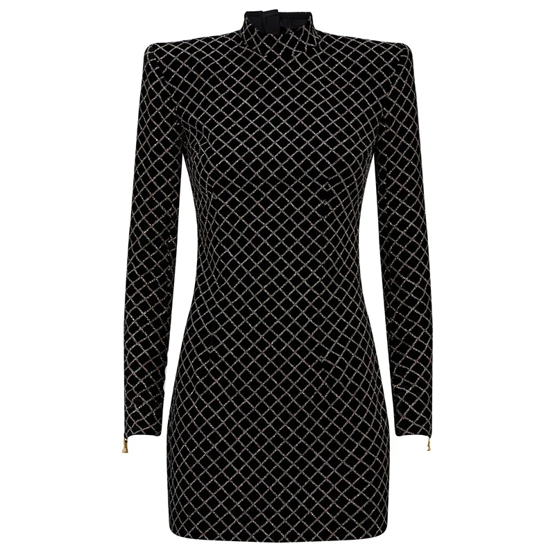 Хай-стрит 2021 новые дизайнерское платье для женщин с длинными рукавами в клетку