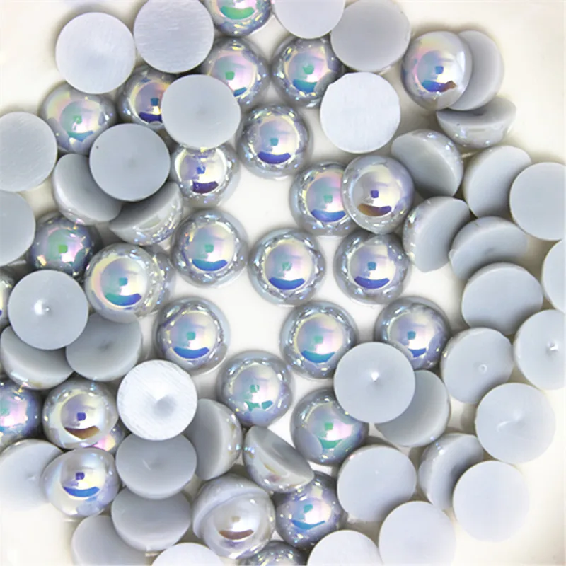 Серый АВ половинки жемчужных бусин от 3 мм до 12 ремесло из смолы ABS с плоской