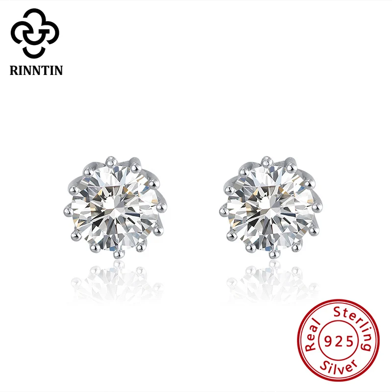 Женские серьги гвоздики из серебра 925 пробы с фианитом|Серьги-гвоздики| |