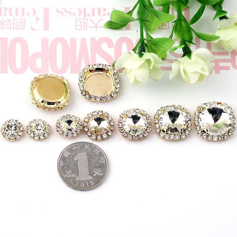 Новинка 2017 года круглые стеклянные кнопки для шитья страз украшения свадебного