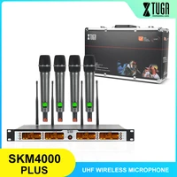 xtuga skm4000 plus professional 4100 channels uhf wireless microphone system metal built selectable frequency up to 260ft