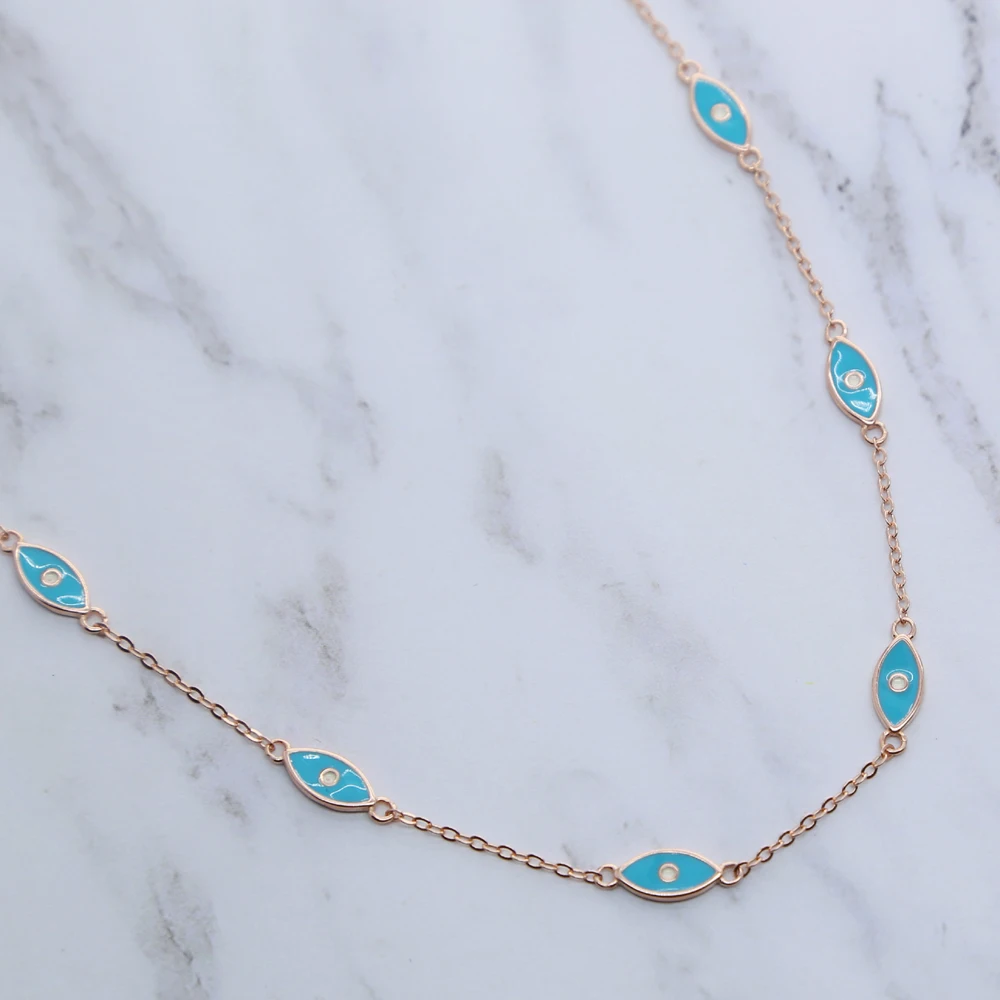 Изящное изящное минималистичное ожерелье с подвеской от сглаза ювелирные