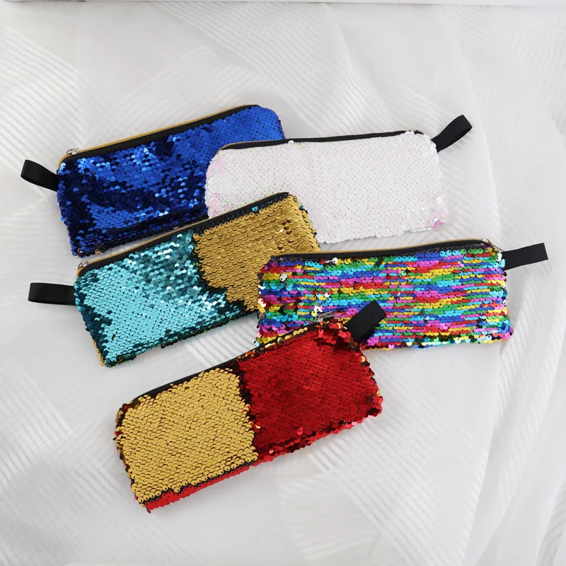 Sandro hand zipper sequin pencil case stationery bag student creative | Канцтовары для офиса и дома