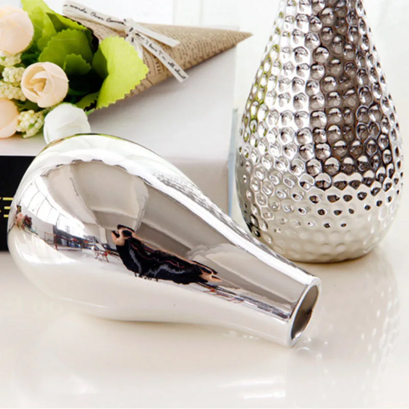 Маленькая серебряная зеркальная Цветочная ваза для гостиной минималистичные