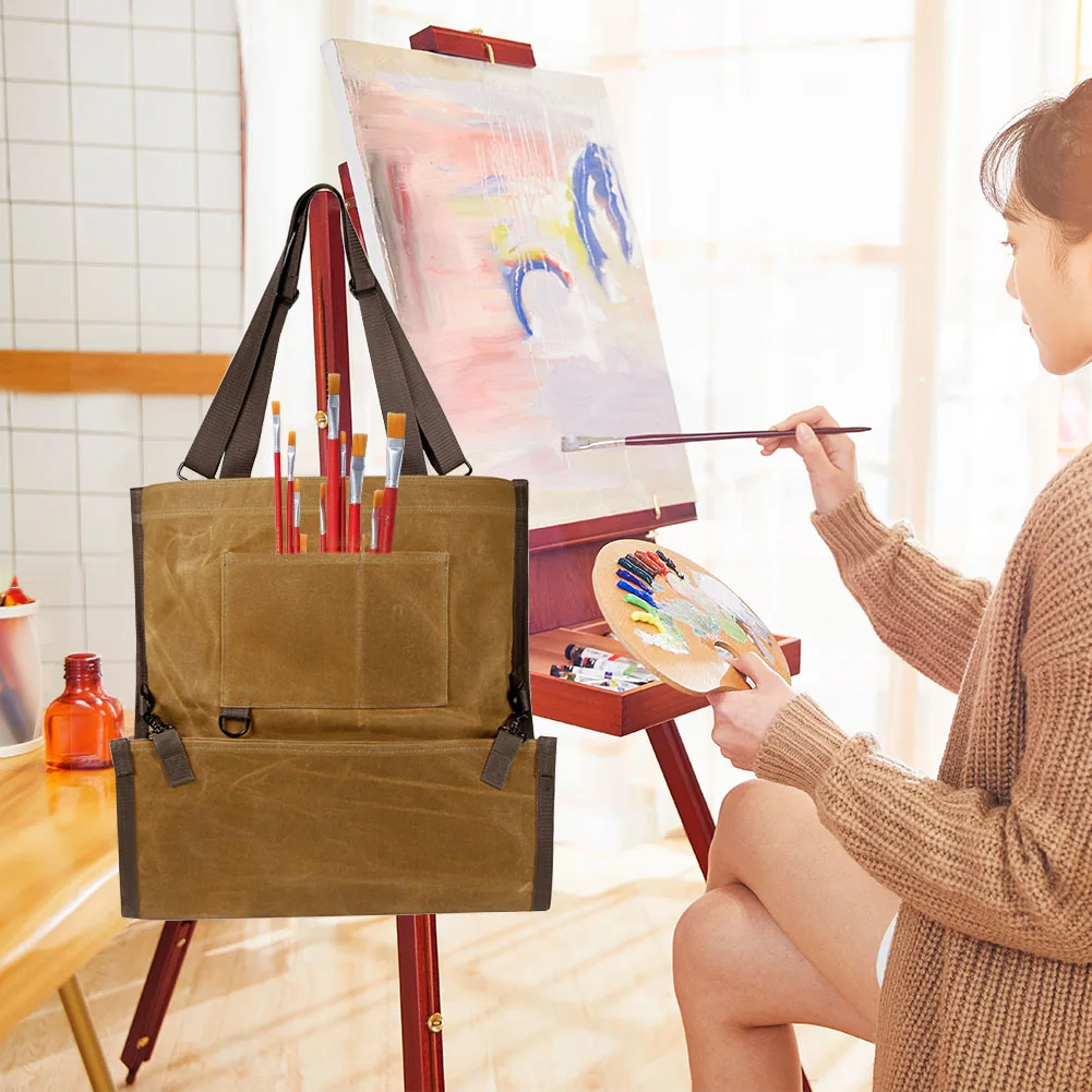 

Painting Multifunctional Storage Adjustable Strap Outdoor Work Home With Pockets Picking Bag Garden Apron Art Waterproof Canvas