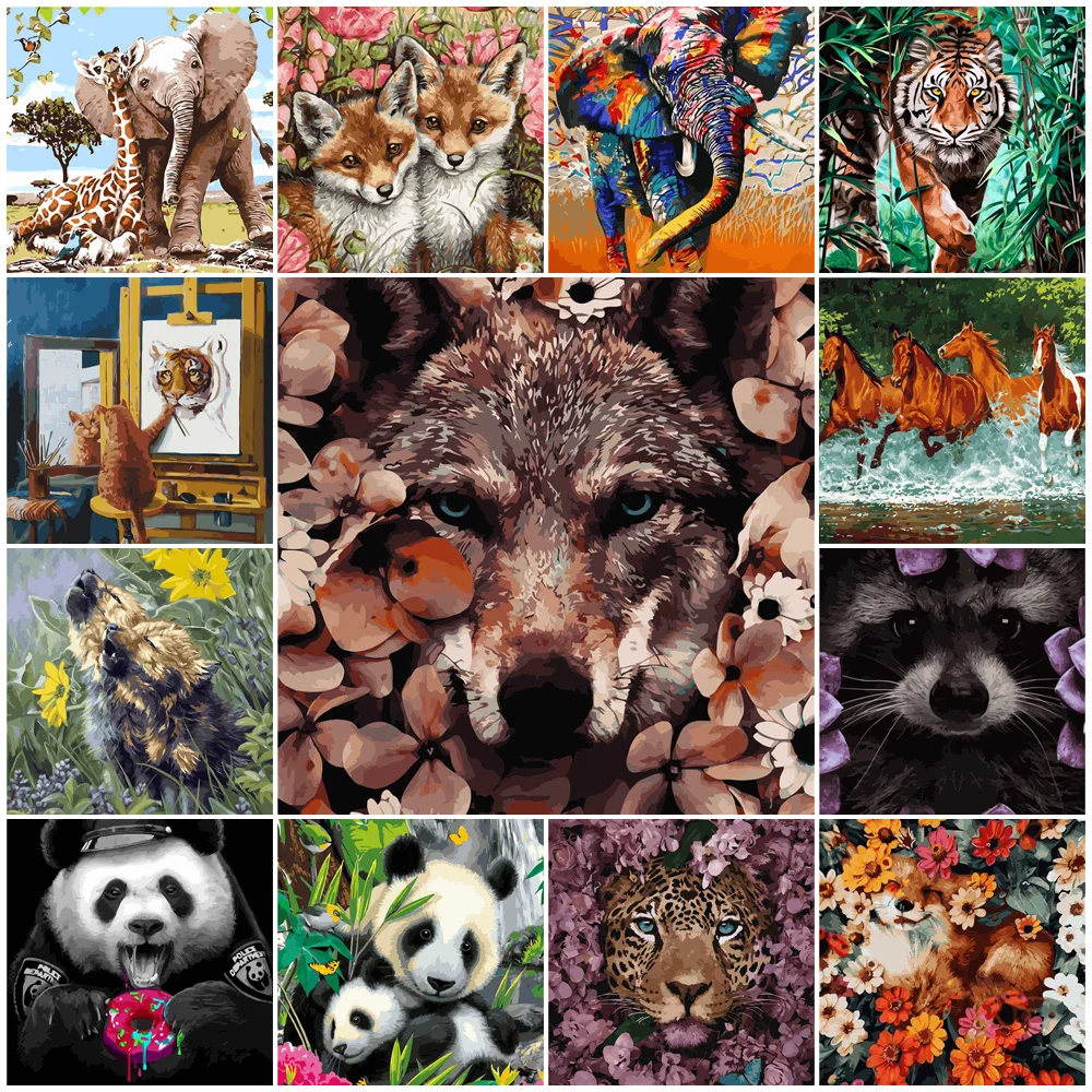 

DIY Painting By Numbers Abstract Animal 50x40cm HandPainted Oil Painting Drawing On Canvas Kill Time Unique Gift Home Decoration