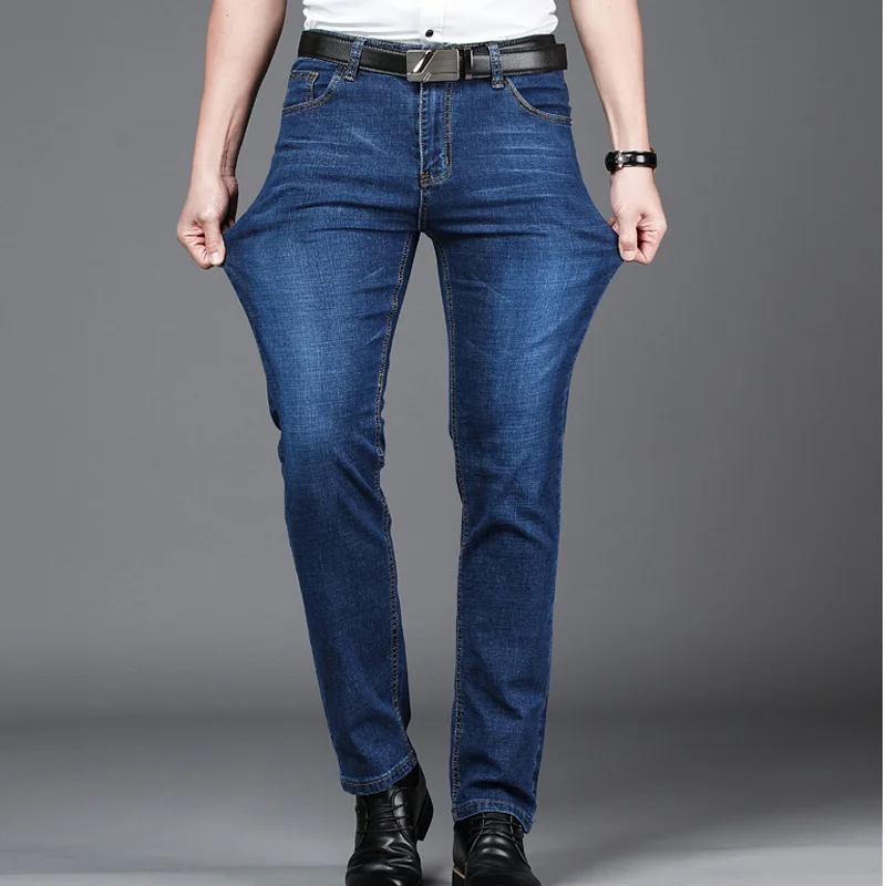 Джинсы мужские классические деловой стиль повседневные Прямые брюки Slim Fit одежда