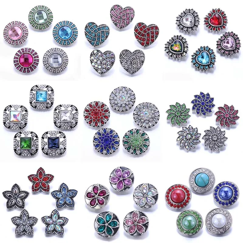 10pcs/lot Wholesale Snaps Jewelry Mixed 18mm Snap Button with Crystal Rhinestone for Bracelets Bangles | Украшения и аксессуары